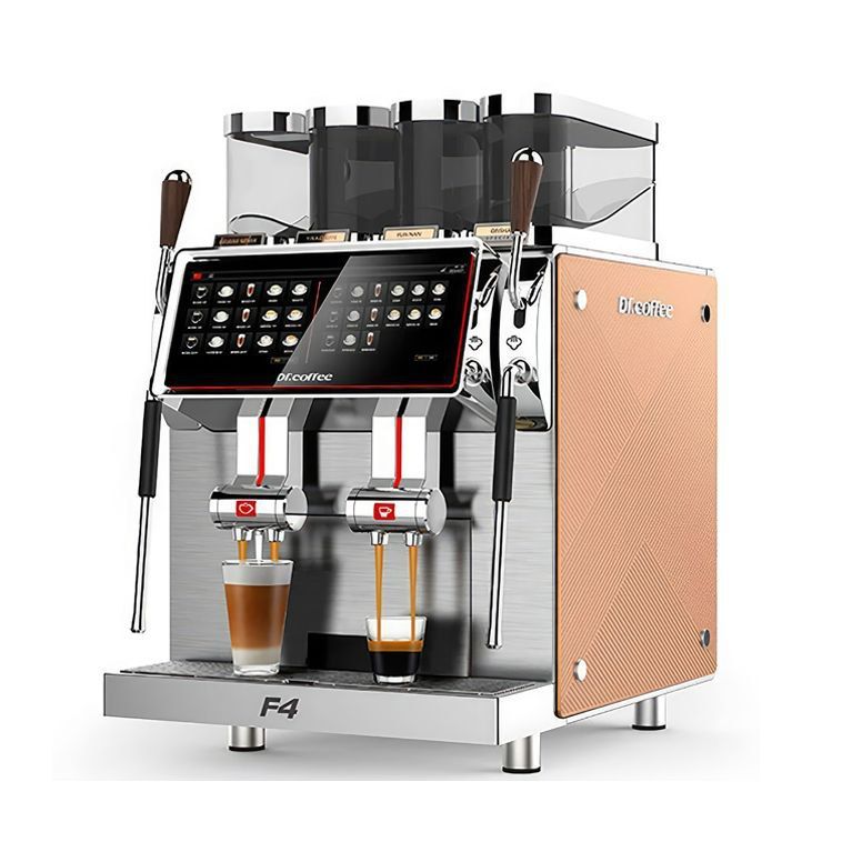 Dr. Coffee F4 commercial coffee machine with dual boiler, 600 cups per hour capacity, double brewers